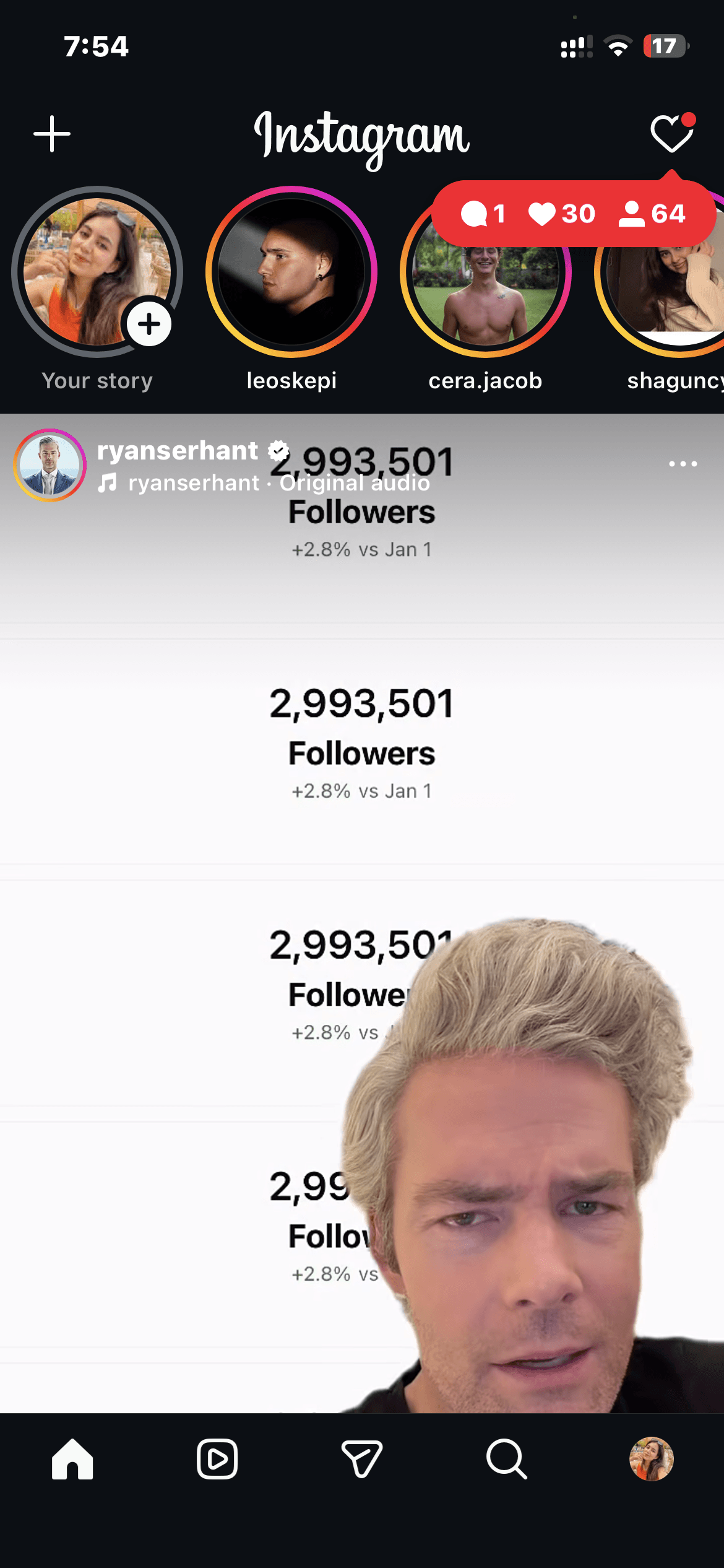 Instagram growth result screenshot