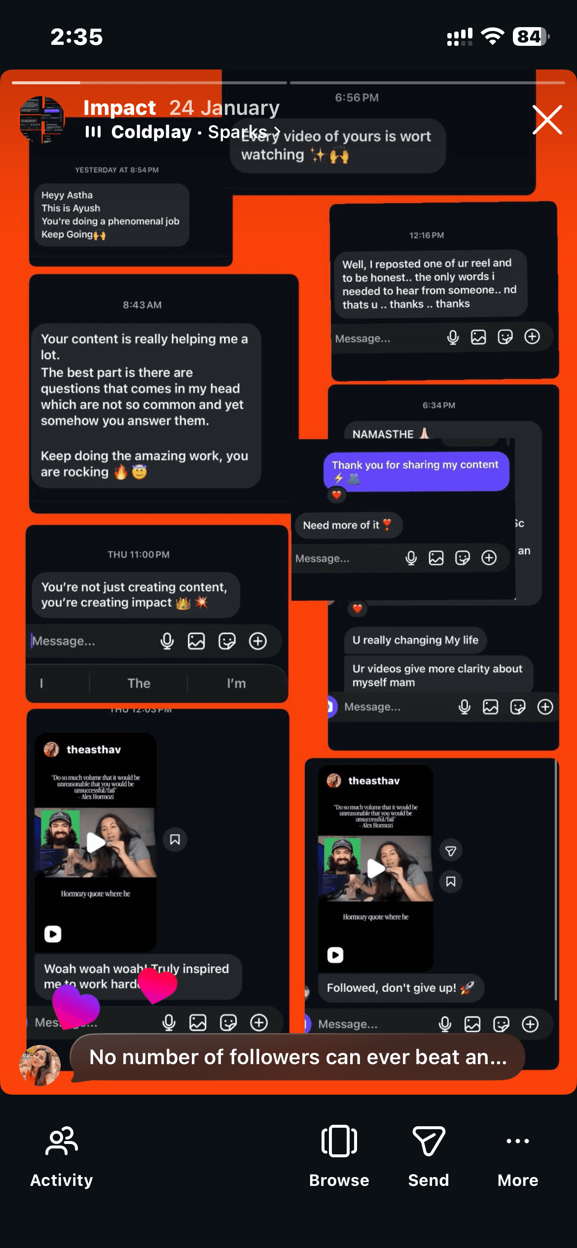 Instagram growth result screenshot