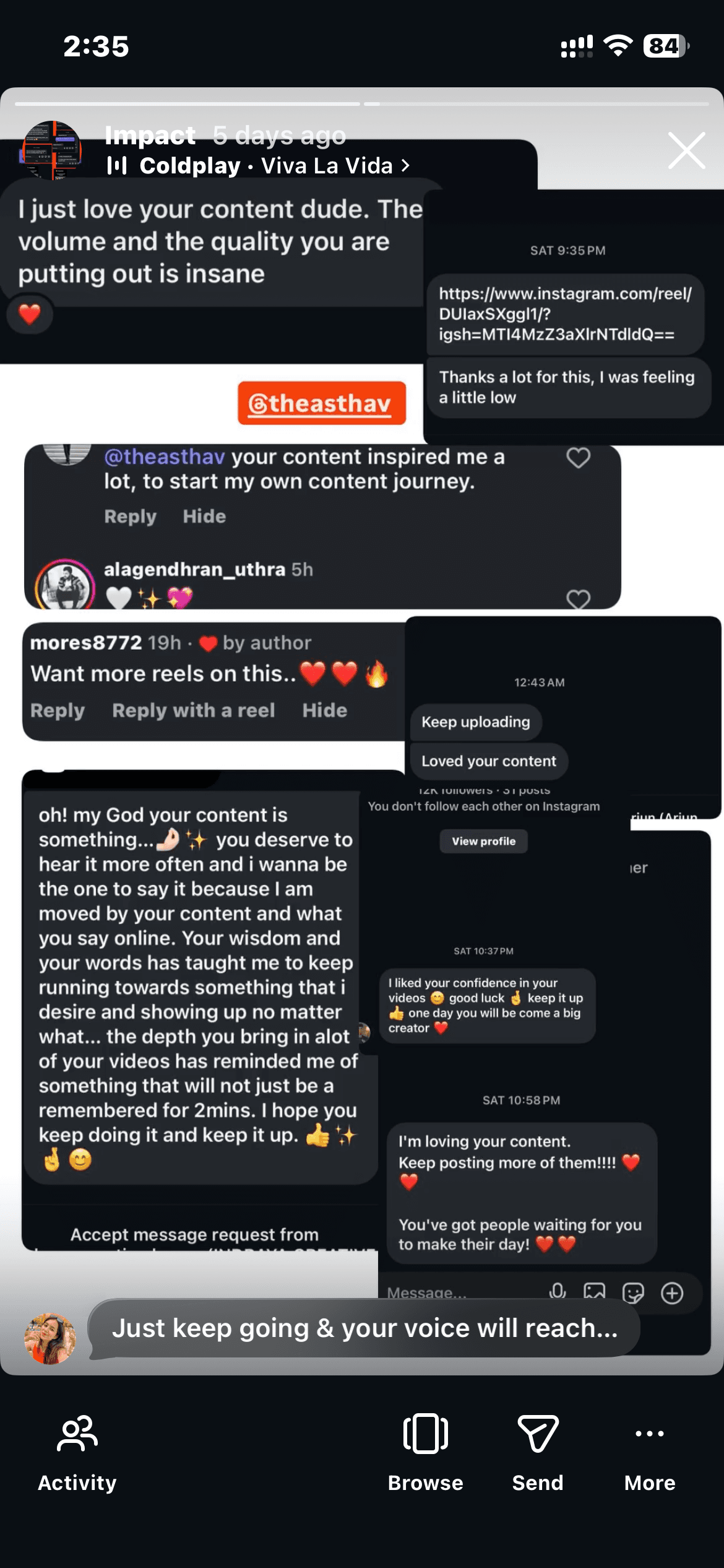 Instagram growth result screenshot